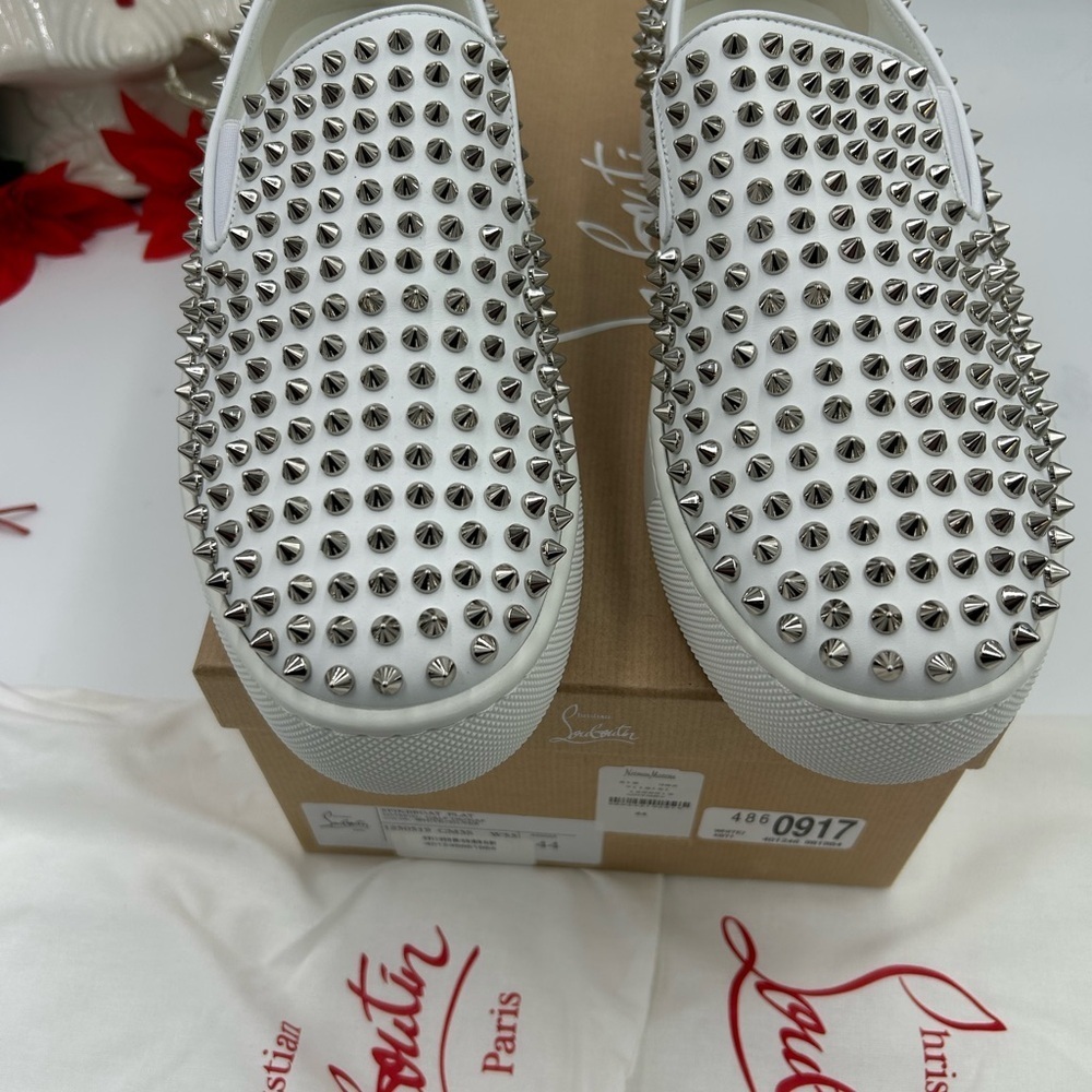 Men's Christian Louboutin roller boat spike slip on sneakers size 44 made Italy - Picture 5 of 11